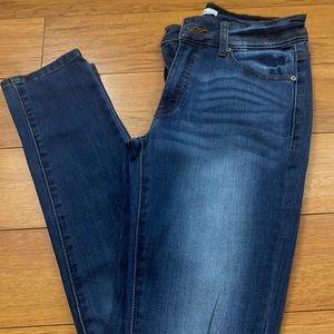 KanCan Women's Mid Rise Destroyed Skinny Dark Wash